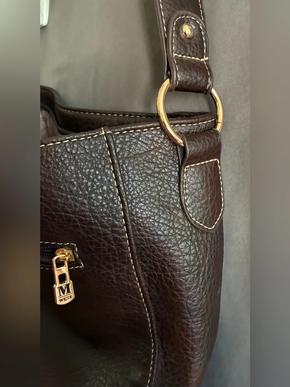 Montana West Brown Pebbled Vegan Leather Hobo Shoulder Bag w/Gold-Toned Hardware